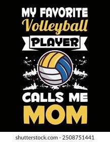 Mein Volleyballspieler nennt mich Mom Typografische Beschriftung vertikale Design-Vorlage Poster, Kleidung, Becher, Tasche und Merchandise.
