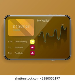 meine digitale Brieftasche Handy-Anwendung über die Schnittstelle digitale realistische Tablette Telefon, Vektorgrafik
