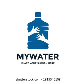 My water vector logo template. This design use hand hug symbol. Suitable for drink.