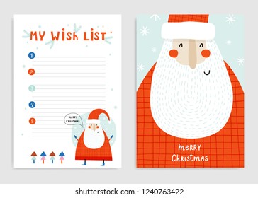 My wish list: page template. Hand drawn graphic for Christmas. Vector illustration.