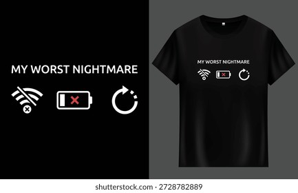 My Worst Nightmare Technology Symbols Vector Illustration for Apparel and Merchandise full Customizable design. Flat Icon Style