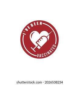 My writing pin has been vaccinated. my vector writing has been vaccinated with a heart icon and vaccine needle. suitable for clothes pins and others