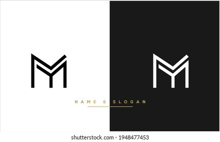 Monograma del logotipo de las letras abstractas MY ,YM