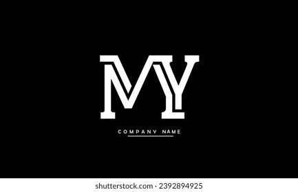 Monograma con el logotipo de las letras abstractas MY, YM