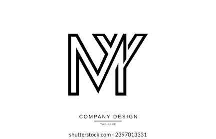 Monogramm des Logos meiner, meiner YM, abstrakter Buchstaben