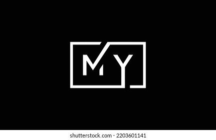 MY YM logo design concept with background. Initial based creative minimal monogram icon letter. Modern luxury alphabet vector design