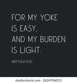 For My Yoke Is Easy And My Burden Is Light scripture poster encouraging bible verse vector