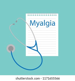 Myalgia written in a notebook- vector illustration