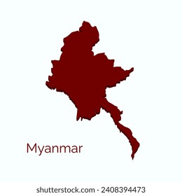 Myanmar 3d map vector, illustration. 