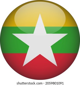 Myanmar 3D Rounded Country Flag Icon
