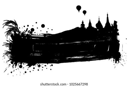 Myanmar abstract silhoutte with black