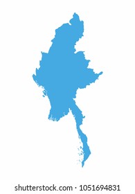 Myanmar blue map on white background. Vector Illustration