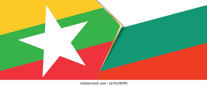 Myanmar and Bulgaria flags, two vector flags symbol of relationship or confrontation.