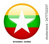 MYANMAR - BURMA flag button on white background