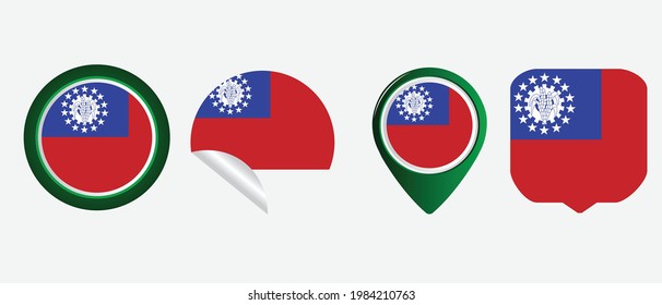 myanmar burma flag. flat icon symbol vector illustration