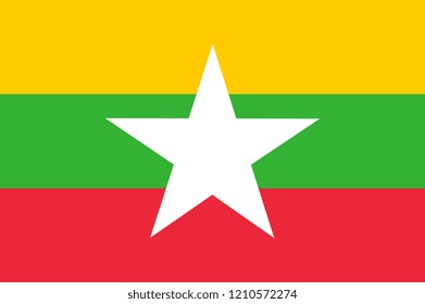 Myanmar or Burma flag. original and simple Union of Myanmar or Burma flag isolated vector in official colors and Proportion Correctly The Myanmar or Burma is a member of Asean Economic Community (AEC)
