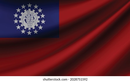 myanmar burma flag waving. Background for patriotic and national design. Vector illustration

