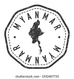 Myanmar (Burma) Map Stamp Retro Postmark. Silhouette Postal Passport. Seal Round Vector Icon. Badge Vintage Postage Design.