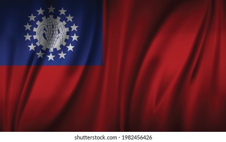 bandera de onda birmana, diseño plano, ilustración vectorial