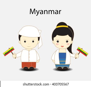 Myanmar cartoon vector