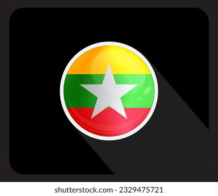 Myanmar Circle Glossy Pride Flag Icon
