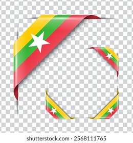 Myanmar corner national flag with shadow