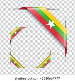 Myanmar corner national flag with shadow