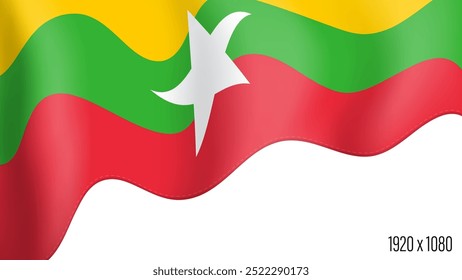 Cópia arquivada em 15 de julho de 2012 "Myanmar country flag real independent day background" . Banner da Commonwealth em movimento acenando, flutuando ao vento. Festivo patriótico modelo de formato HD para o dia da independência