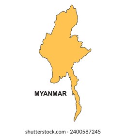 Diseño de símbolo de ilustración de vector del mapa de Myanmar