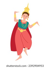 myanmar dancer design vector isolated