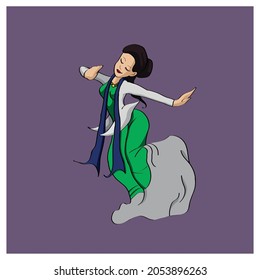 Myanmar Dancing Girl Vector Illustration