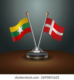 A tabela Myanmar e Dinamarca sinaliza a relação com o plano de fundo gradiente. Ilustração de vetor