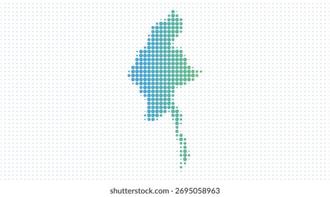 Mapa punteado de Myanmar en estilo moderno de semitono, Ilustración vectorial sobre fondo blanco