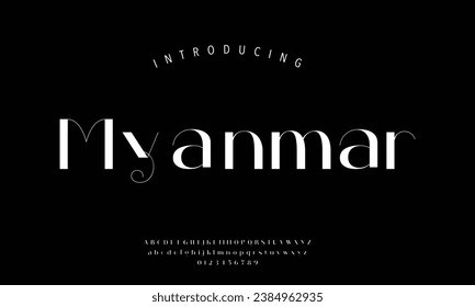 Myanmar Elegant alphabet letters font and number. Classic Copper Lettering Minimal Fashion Designs. Typography fonts regular uppercase and lowercase. vector illustration