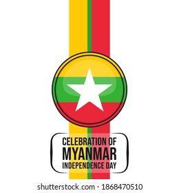 Myanmar Emblem Flag Vektorgrafik. Template für Myanmar Independence Day oder National Day Design.