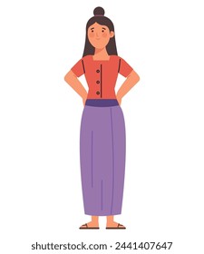 myanmar female character isolated design