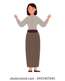 myanmar female character isolated illustration