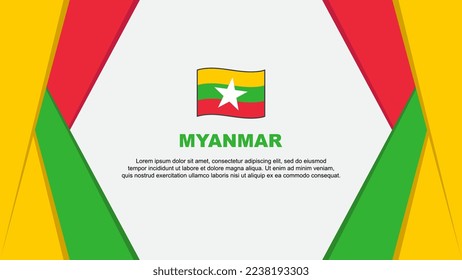Myanmar Flag Abstrakte Hintergrunddesign-Vorlage. Myanmar Independence Day Banner Cartoon Vektorgrafik. Myanmar-Flagge