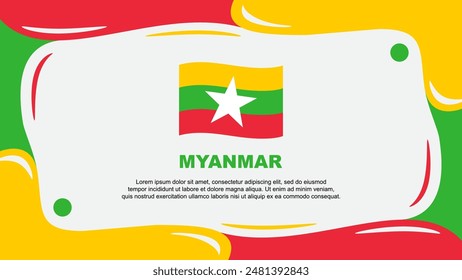 Myanmar Flag Abstract Background Flat Design Template. Myanmar Independence Day Banner Wallpaper Vector Illustration. Myanmar Illustration