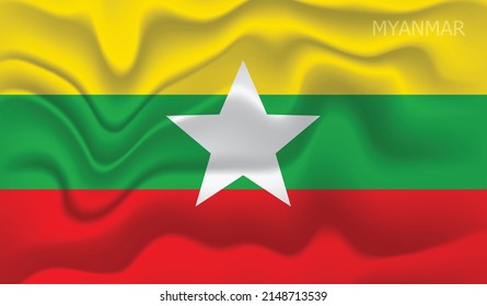 Myanmar Flag, Flag of the asean countries. asean map illustration.