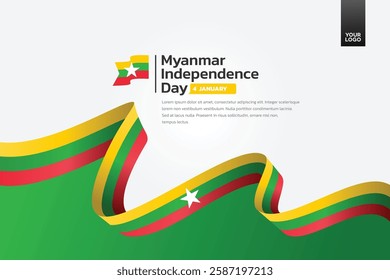 Myanmar flag background, Myanmar independence day 4th january