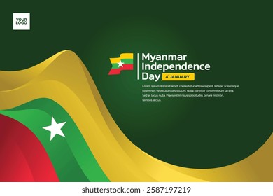 Myanmar flag background, Myanmar independence day 4th january