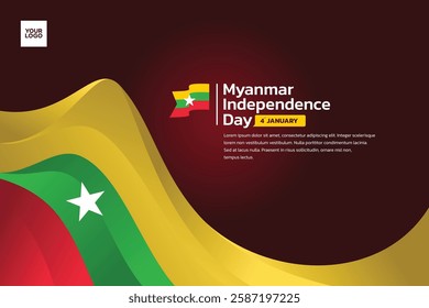 Myanmar flag background, Myanmar independence day 4th january