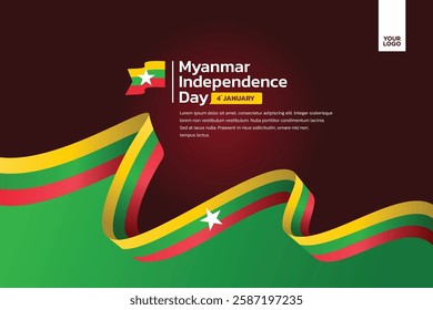 Myanmar flag background, Myanmar independence day 4th january