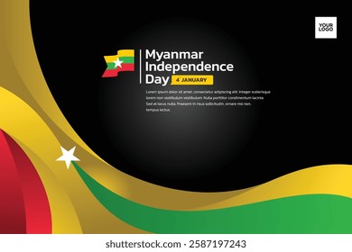 Myanmar flag background, Myanmar independence day 4th january