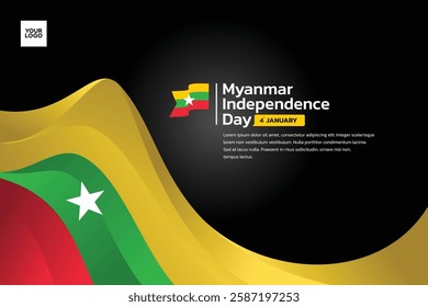Myanmar flag background, Myanmar independence day 4th january