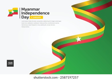 Myanmar flag background, Myanmar independence day 4th january