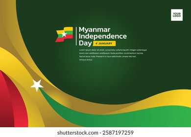 Myanmar flag background, Myanmar independence day 4th january