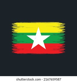 Myanmar Flag Brush Strokes. National Flag