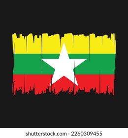 Myanmar Flag Brush Schlaganke Vektorgrafiken